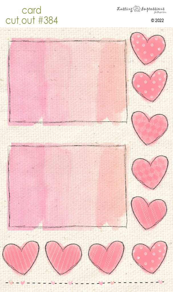 CCO 384  Card Cut Out #384 Pink Wash Frame Hearts
