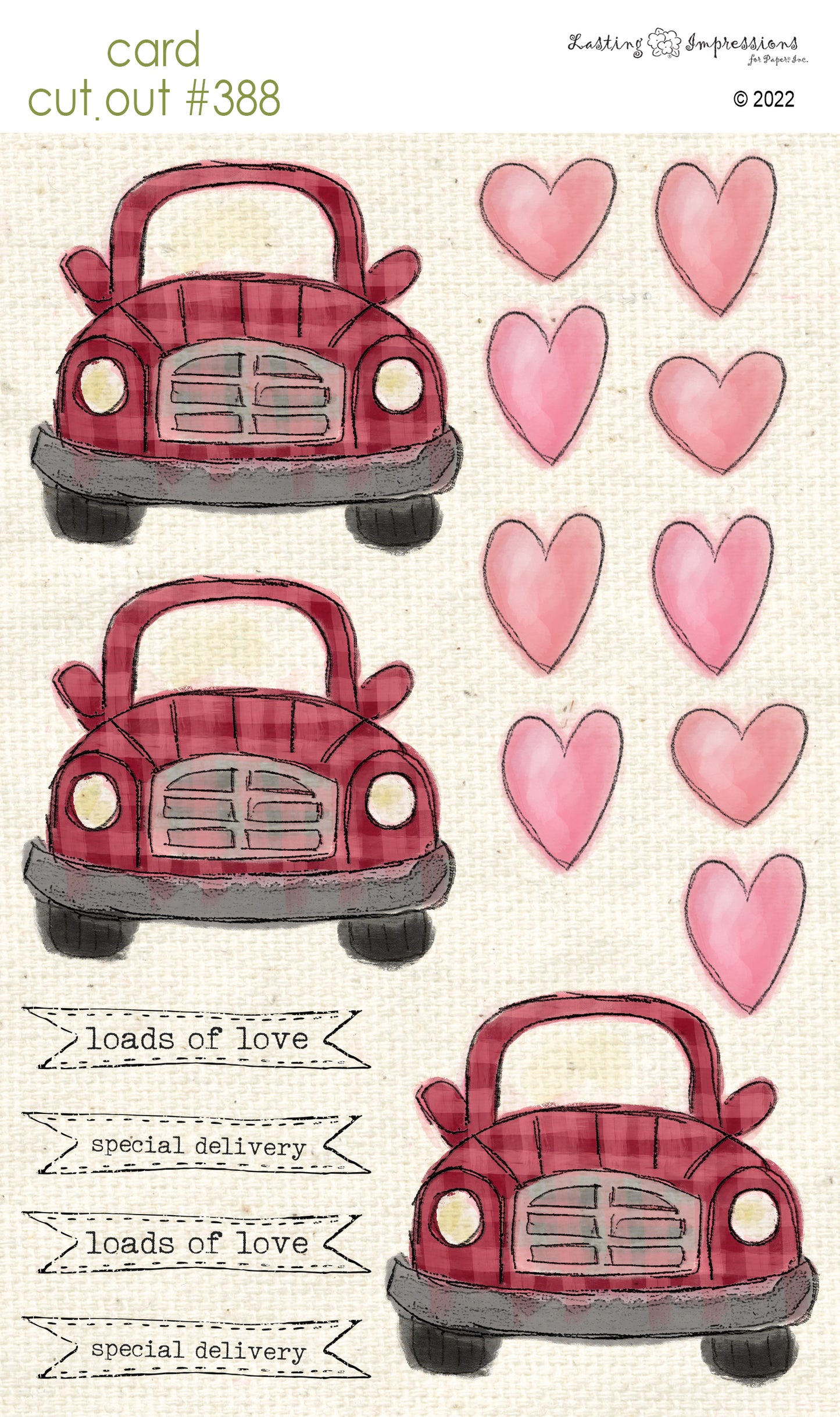 CCO 388 Card Cut Out #388 Red Plaid Car