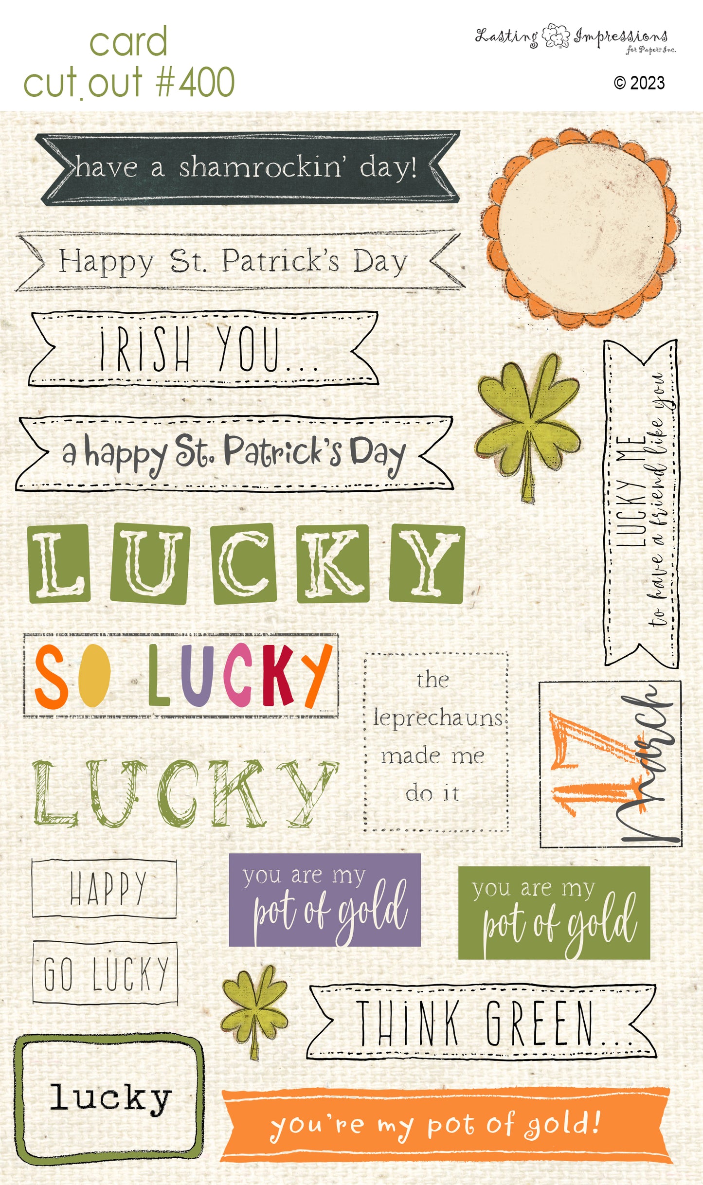 CCO 400 Card Cut Out #400 St Patrick Sentiments