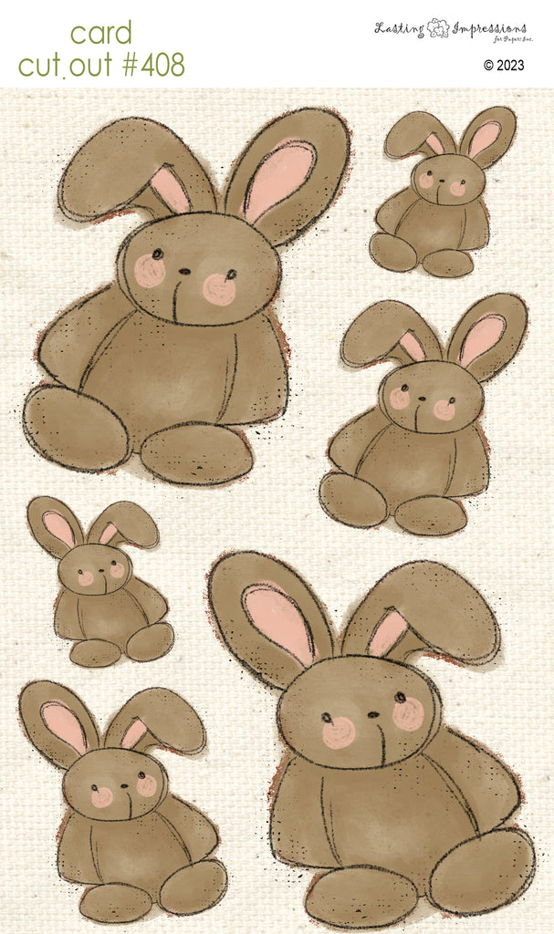 CO 408 Card Cut Out #408 Brown Stuffed Bunny