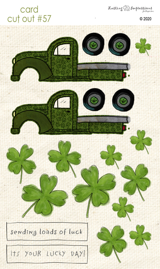 CCO57 - Card Cut Out #57 - Truck - Shamrocks