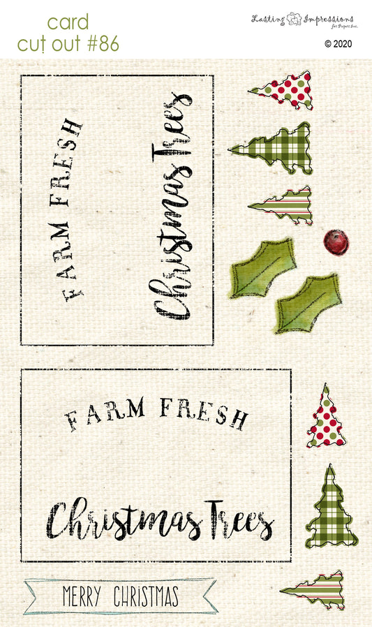 CCO86 - Card Cut Out #86 - Farm Fresh Christmas Trees on Natural