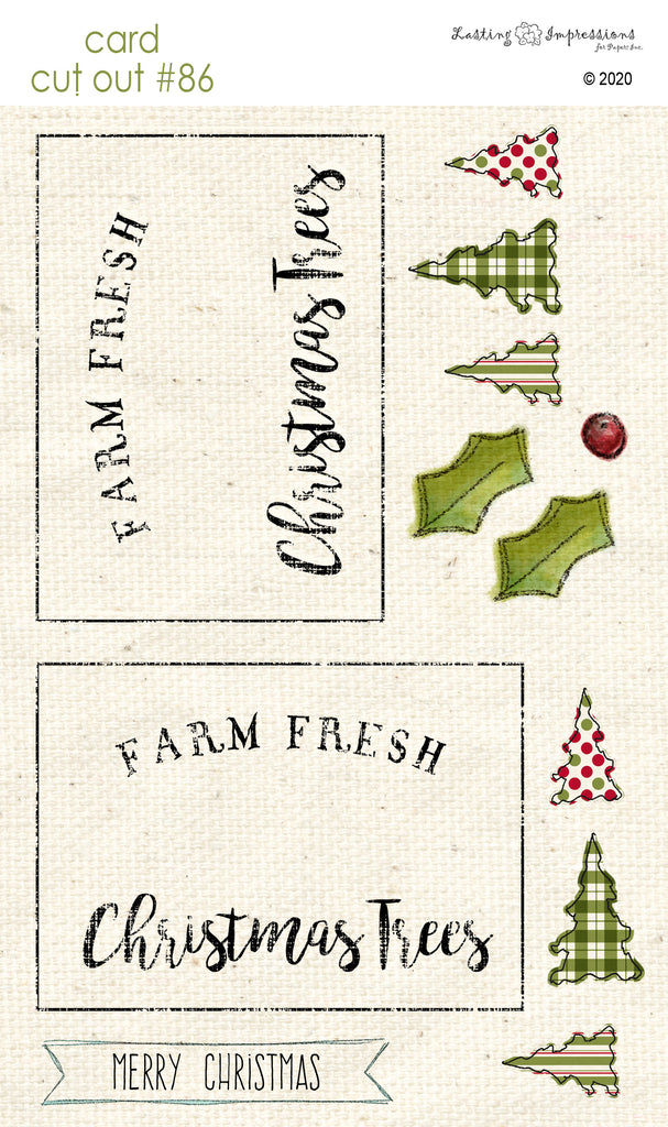 ********CCO86 - Card Cut Out #86 - Farm Fresh Christmas Trees on Natural