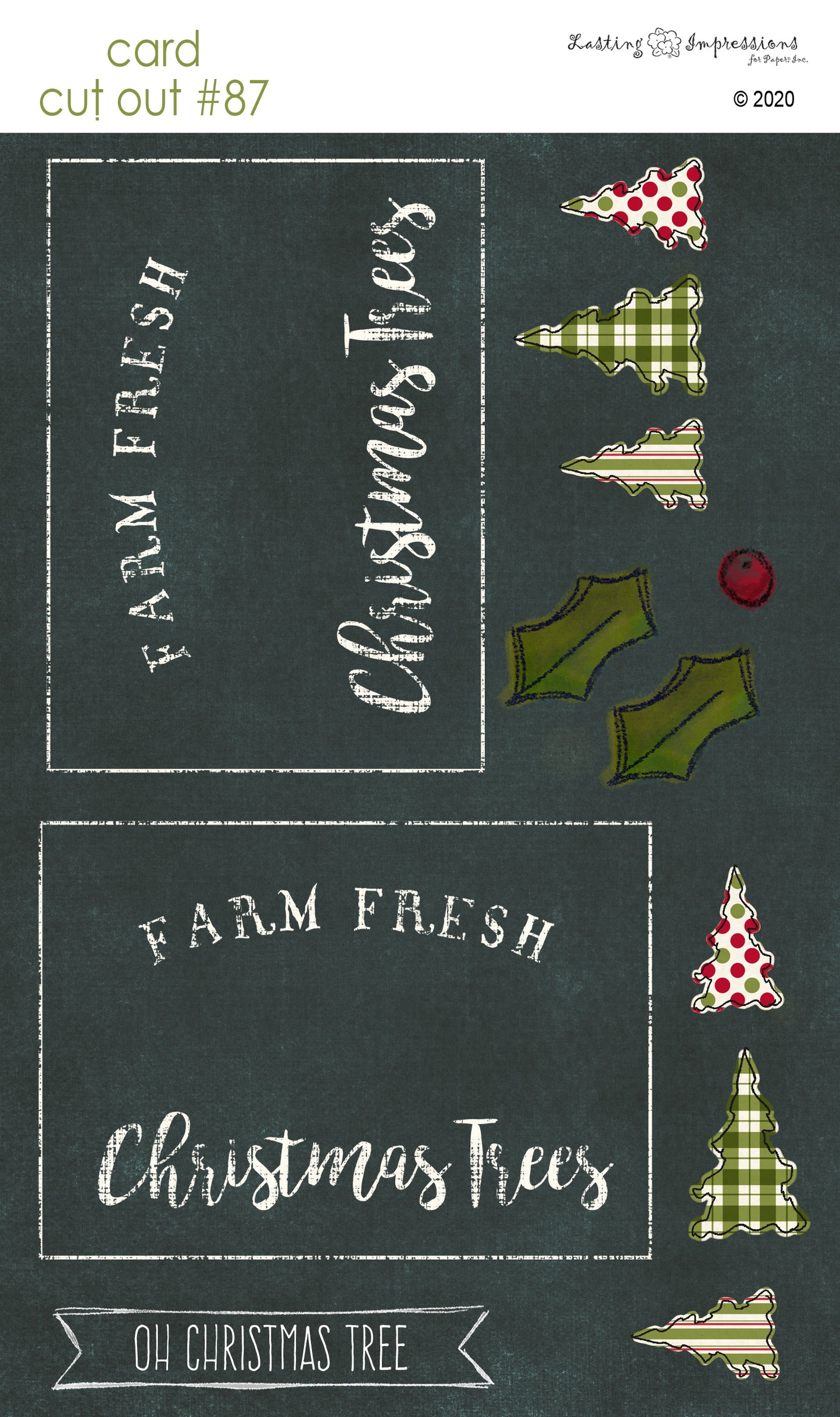 CCO87 - Card Cut Out #87 - Farm Fresh Christmas Trees on Black