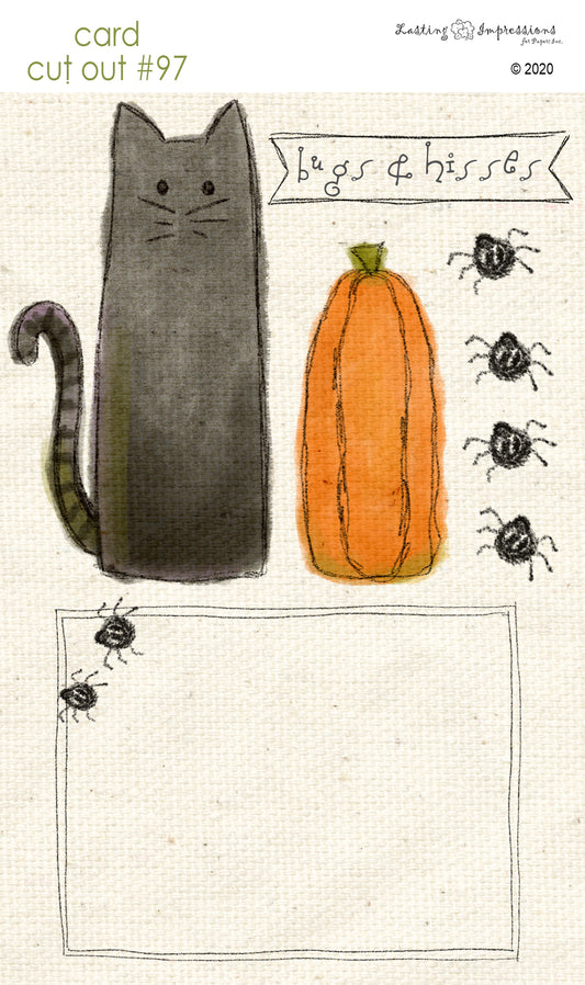 CCO97 - Card Cut Out #97 Bugs & Hisses Cat & Pumpkin