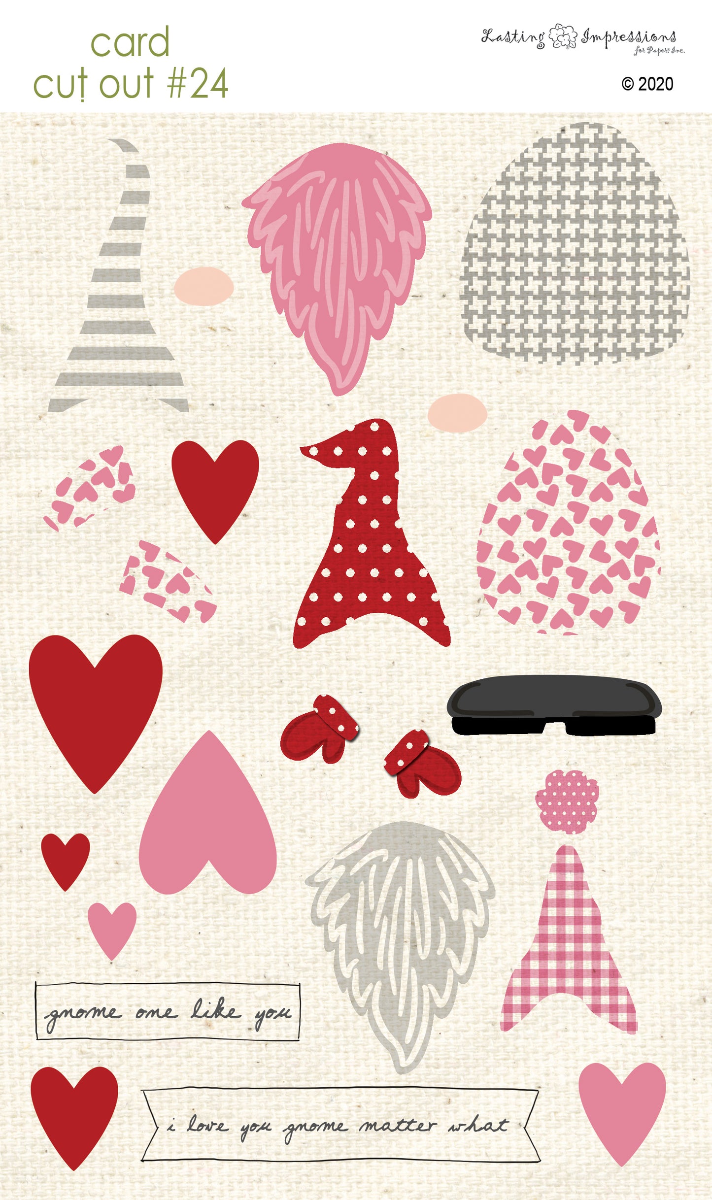 CCO24 - Card Cut Out #24 - Valentine Gnomes - Pink Cosmos