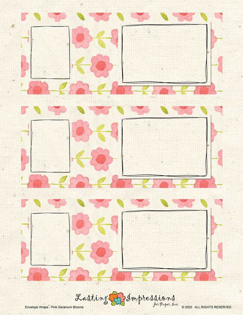 ********Envelope Wrap - Pink Geranium Blooms