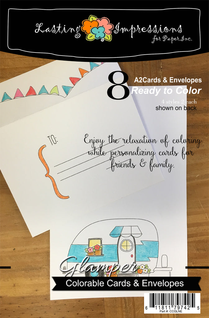 Happy Glamper - Cards & Envelopes for Coloring