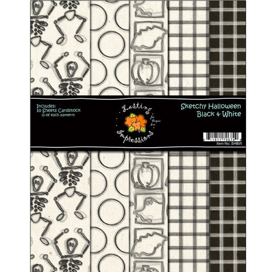 COSHBW8 - Sketchy Halloween Black and White 8 1/2 x 11 Collection Pack