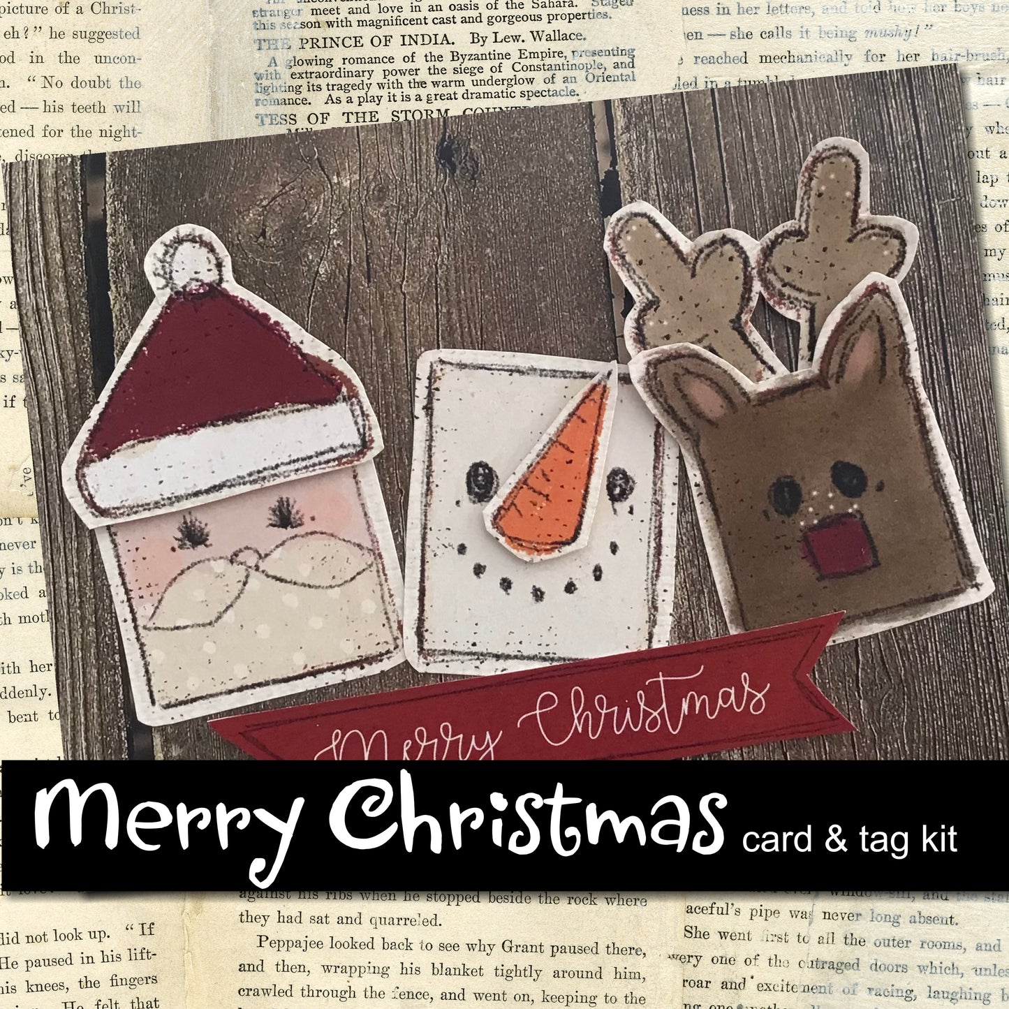 Merry Christmas Card & Tag Kit  - Create 2 of each