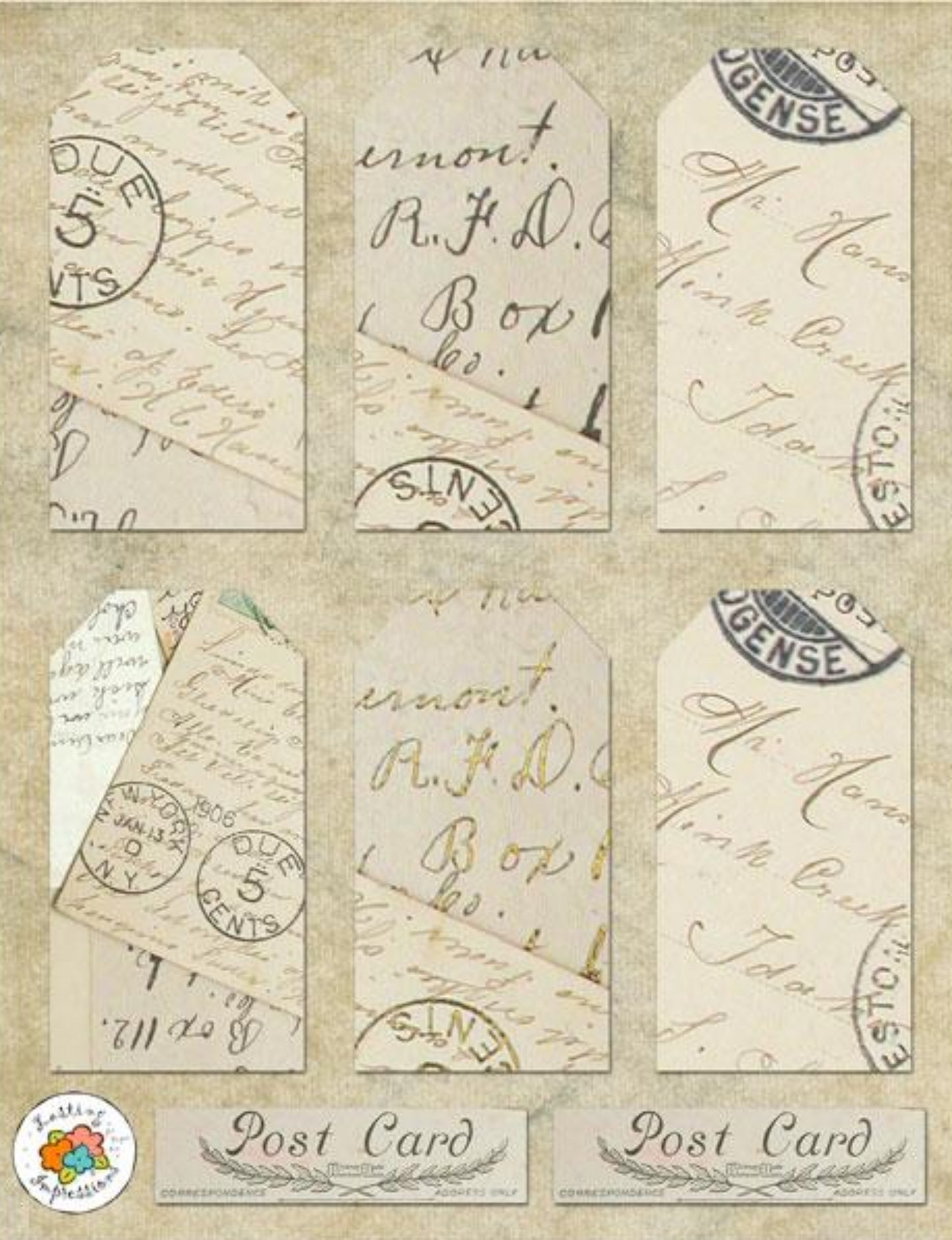 VPT8 - Vintage Postcard Tags