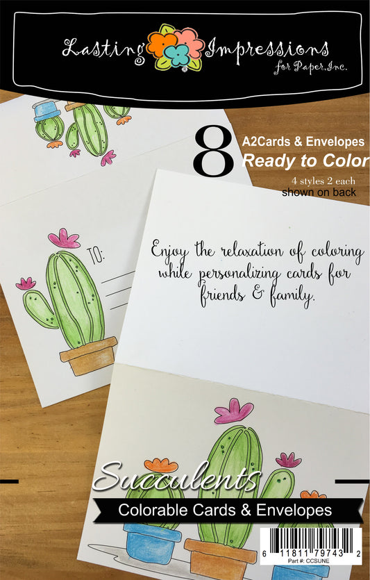 Succulents - Cards & Envelopes for Coloring