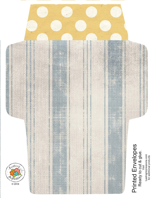 A2 Envelopes DIY Blue Tea Towel & Yellow Daisies