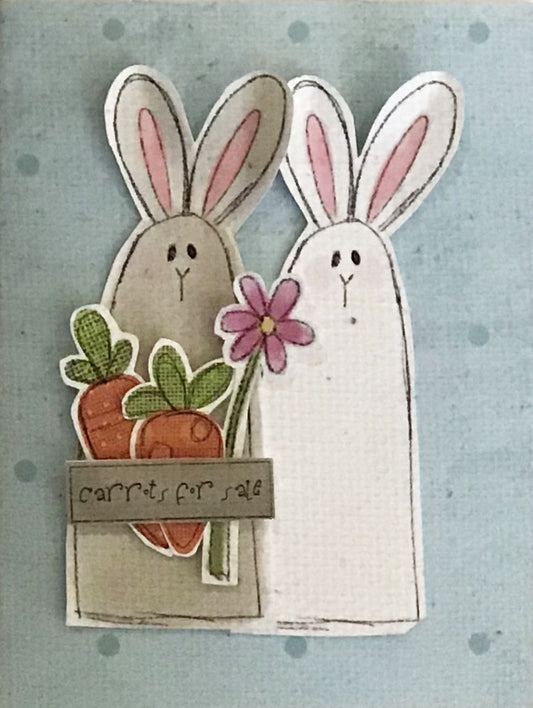 CCO149 Card Cut Out #149 - Bunnies, Carrots and Flowers