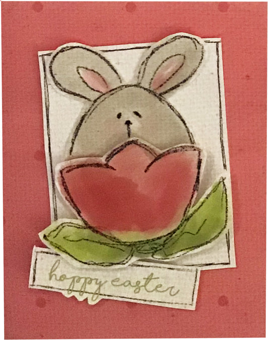 CCO141 - Card Cut Out #141 - Bunny & Tulip Pink Geranium