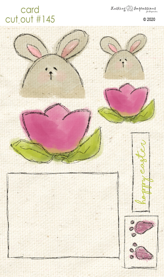 CCO145- Card Cut Out #145 - Bunny & Tulip Pink Cosmo