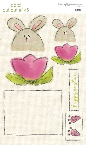 ********CCO145- Card Cut Out #145 - Bunny & Tulip Pink Cosmo