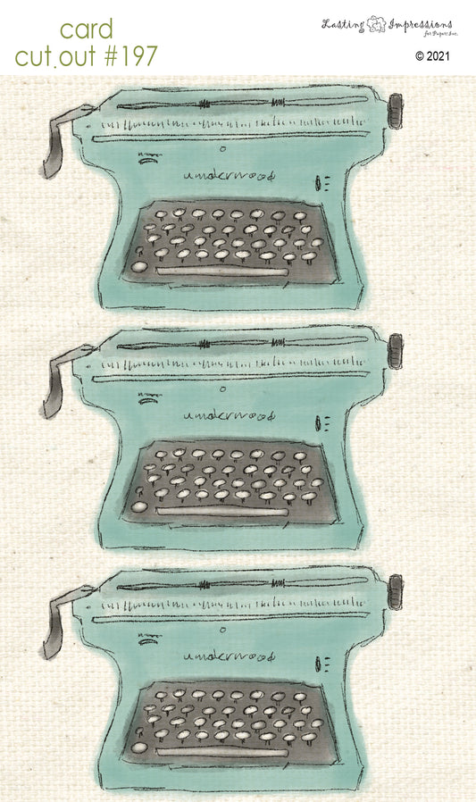 CCO197 Card Cut Out #197 Sea Foam Typewriter