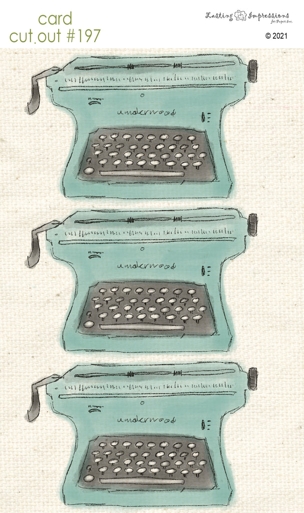 ********CCO197 Card Cut Out #197 Sea Foam Typewriter